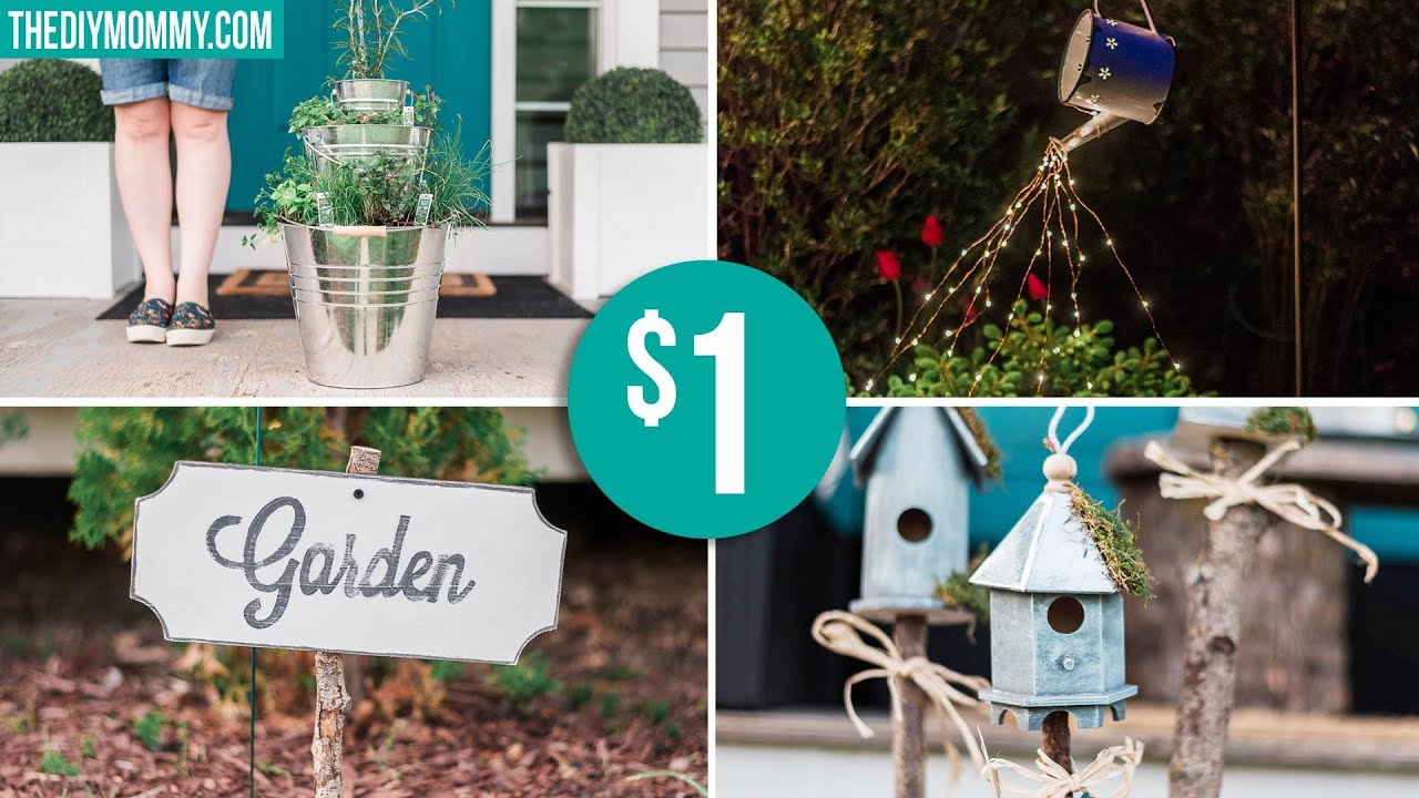 DOLLAR STORE GARDEN DIY IDEAS | Farmhouse Inspired Light, Planter, Sign & Birdhouses