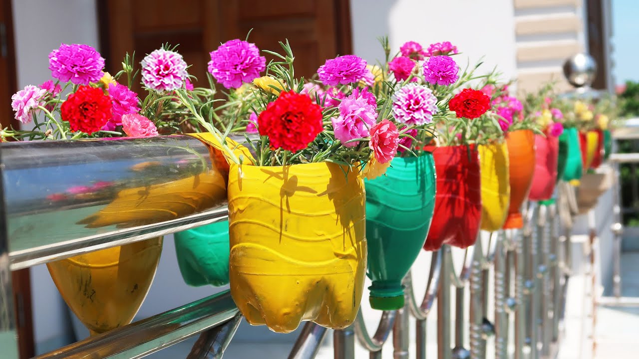 Creative Idea, Hanging Garden With Beautiful Balcony From Recycled Plastic Bottles