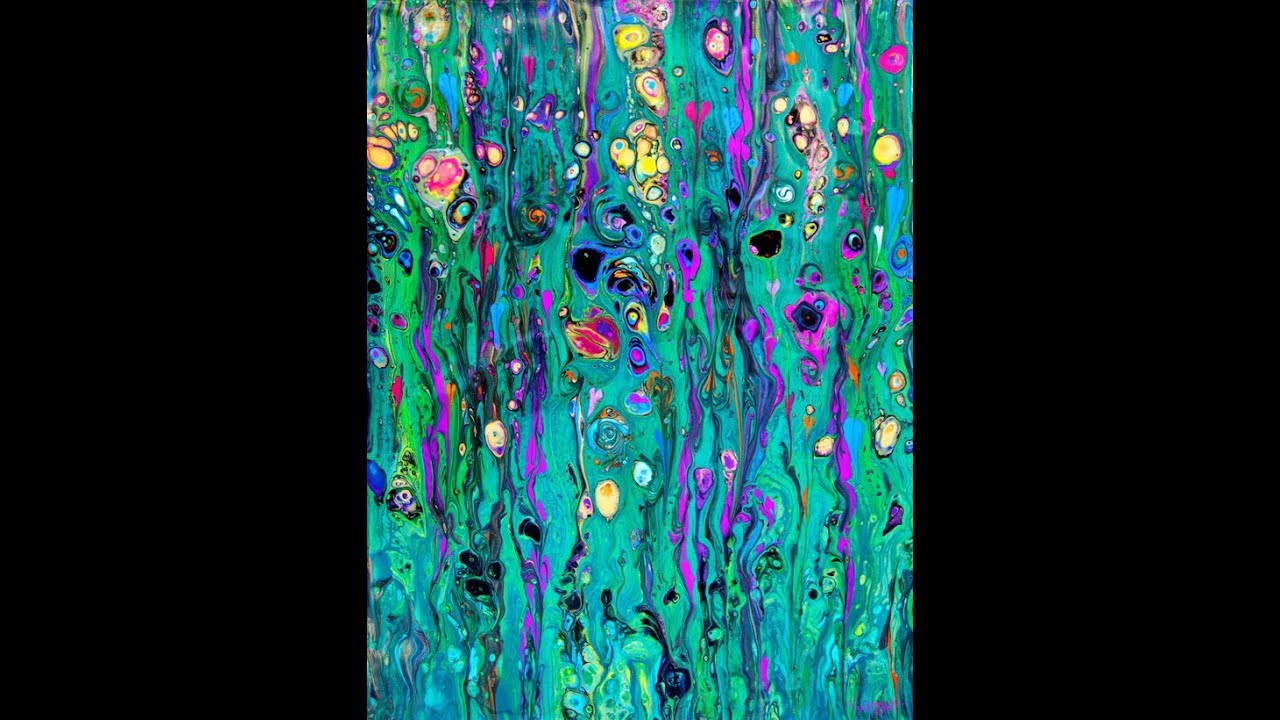 Shimmering Wild Flower Garden Swipe  Fluid Acrylics Artwork #2523-4.14.18