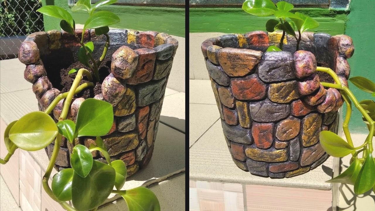 Garden design. Cement pot making at home. Cement craft ideas.